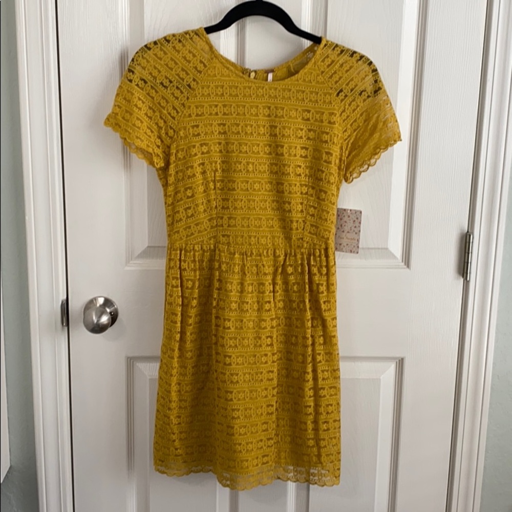 Golden Yellow Lace Dress Free People